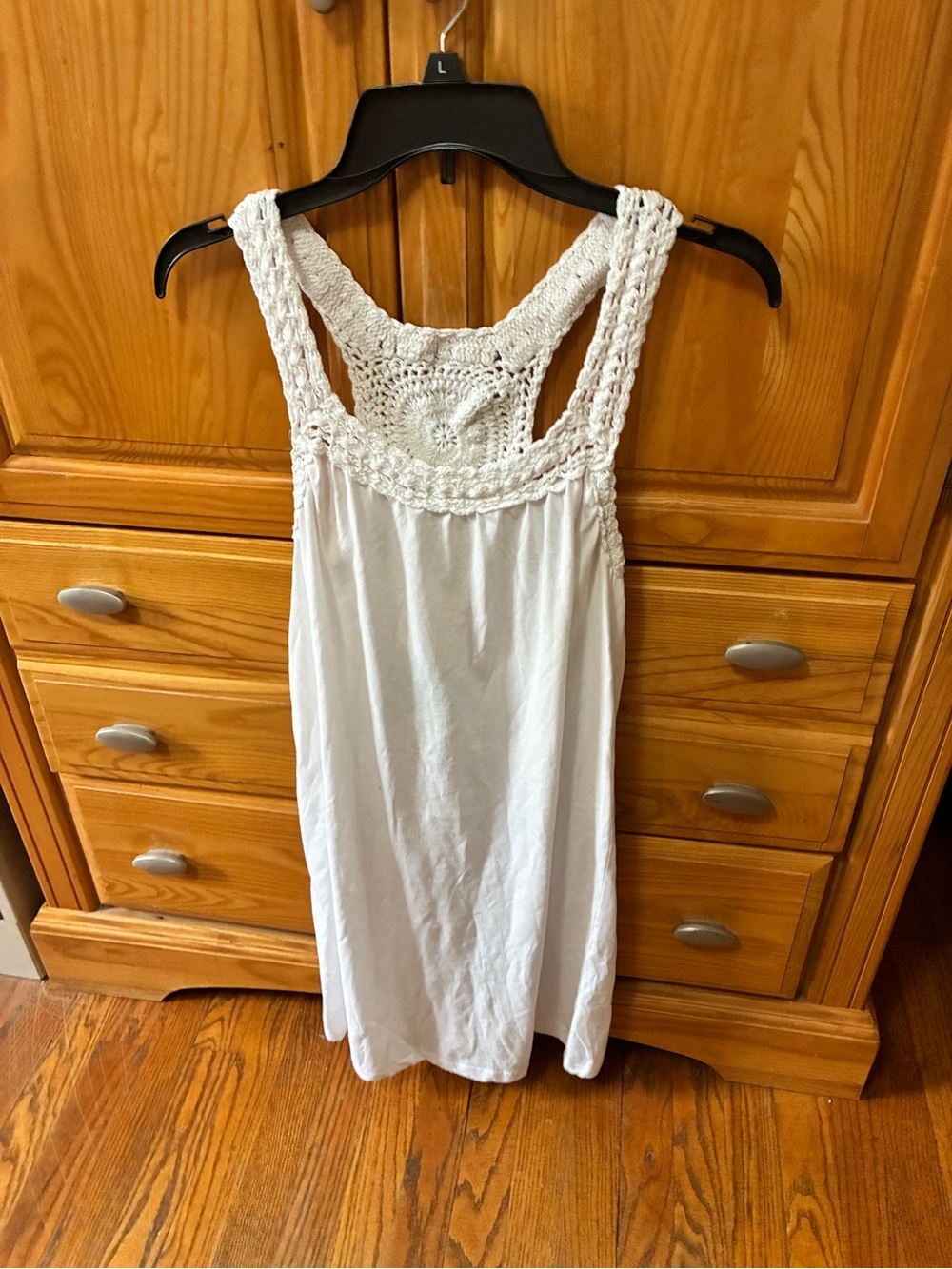 Roxy White Crochet Yoke Tank Dress Medium